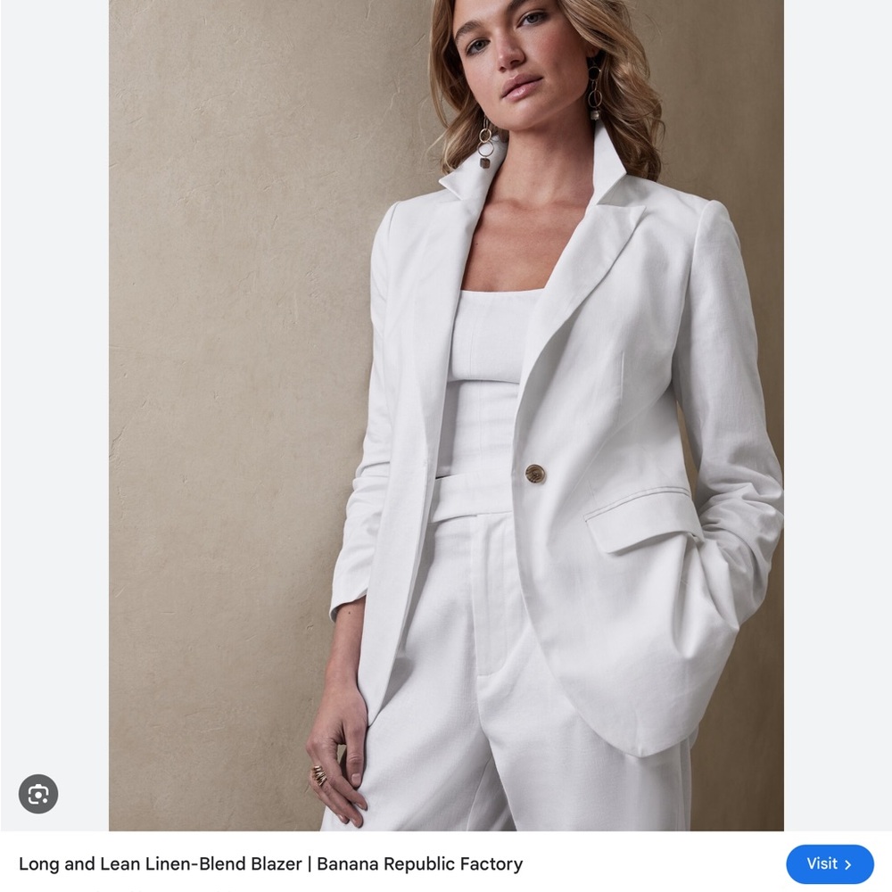 Banana Republic long and lean white linen & cotton jacket. Size 14 NWOT